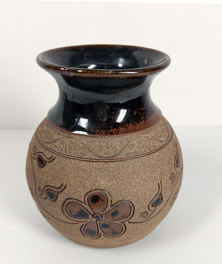 Shigaraki pottery Japanese vase flower arrangement Ikebana tsukubai oribe  H9cm